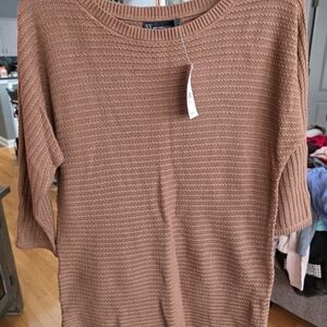 New York & Company Tan Crew Neck Sweater